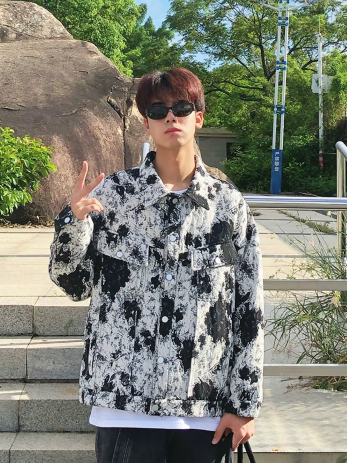 Street Fashion Culture - Short Water-Mark Tie-Dye Jacket for Men