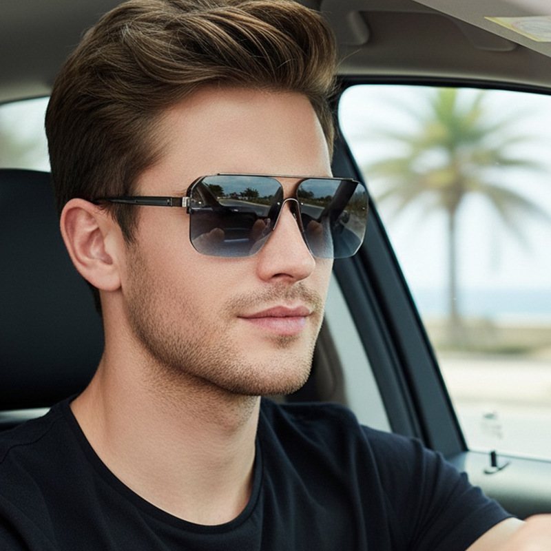 Street Fashion Brands - New Gradient Half-frame Sunglasses Men Fashion
