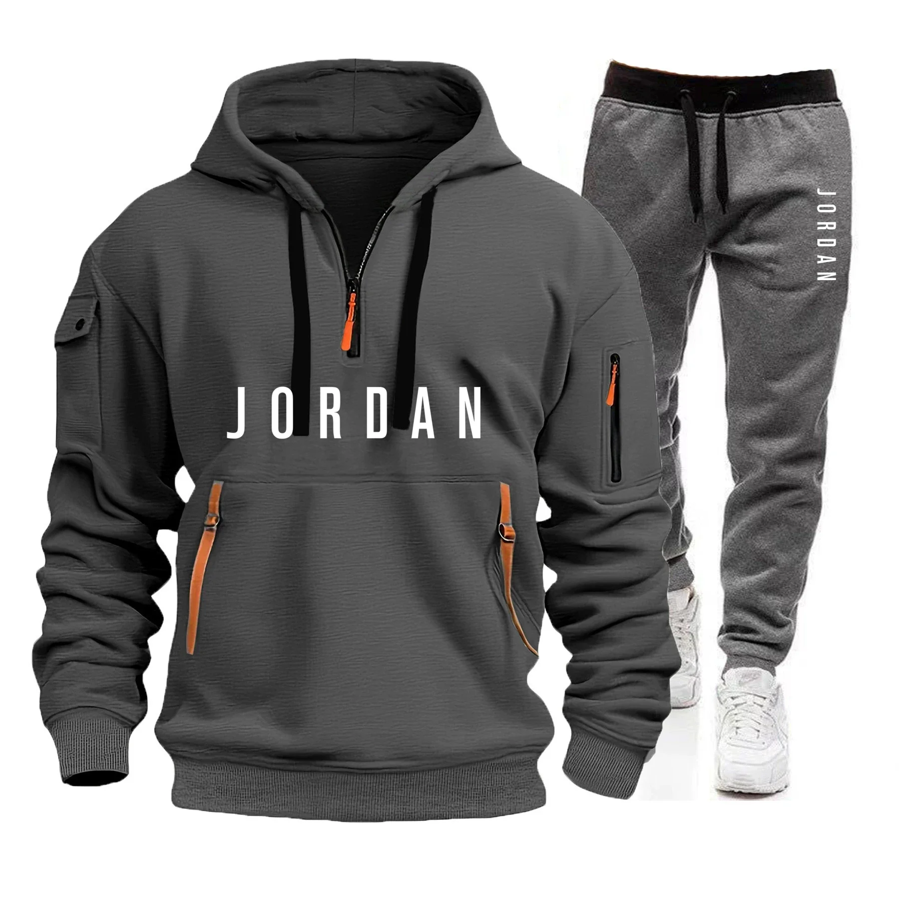 Street Fashion Hoodie - Spring and Autumn Men's Sweatshirt Set,