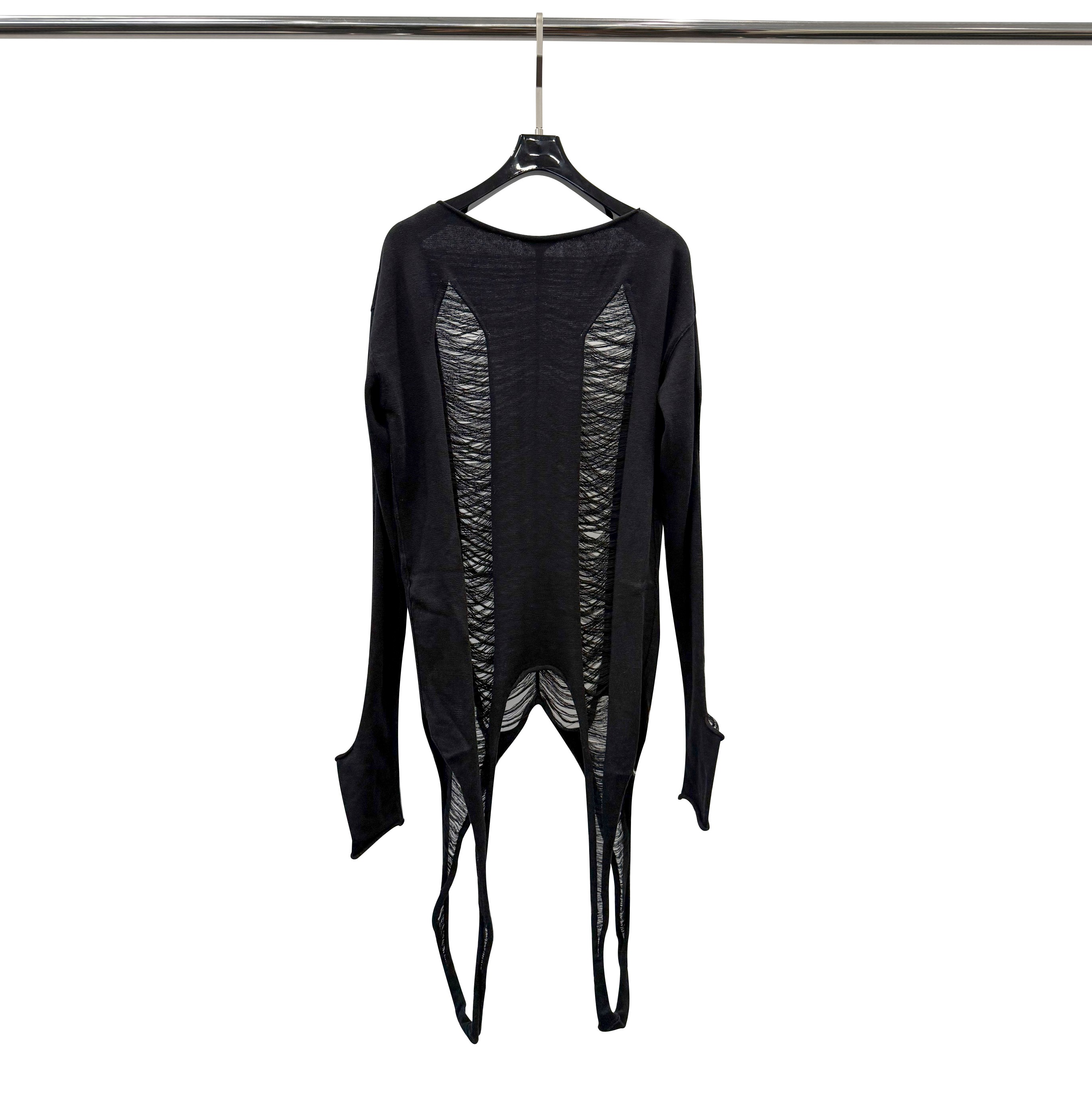 Street Fashion Fall 2025 - Fashion High-Street Knit Lace-Up Sweater Black