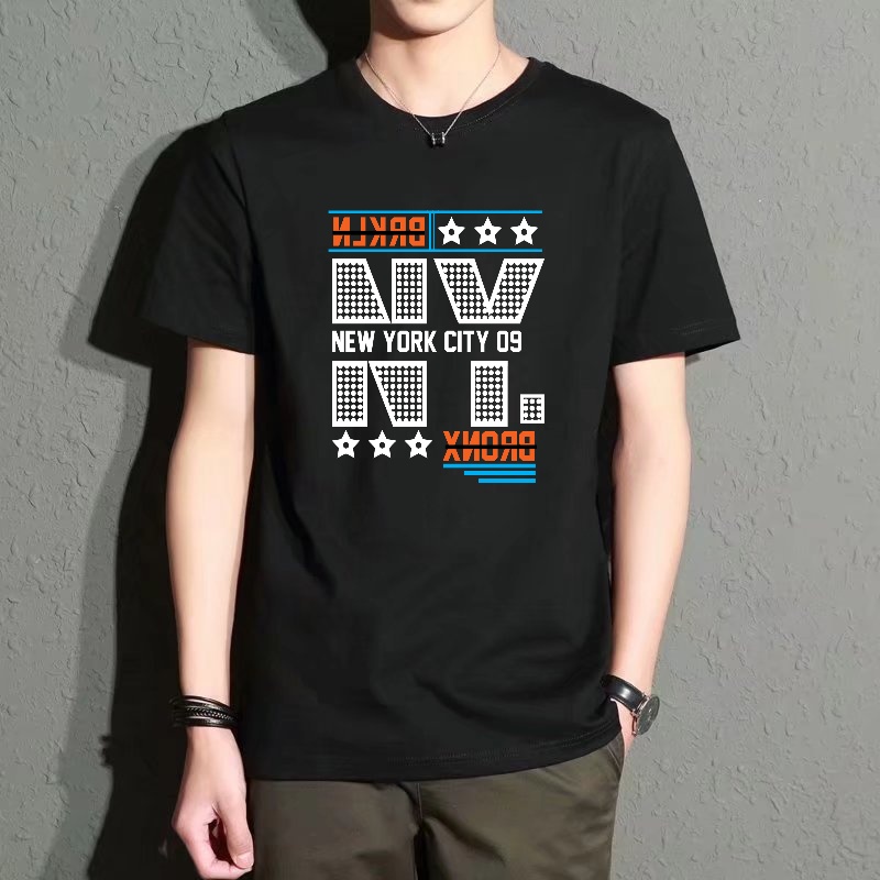 Men's Black Round-Neck Short-S - Street Fashion New York incelemesi ve fiyatı