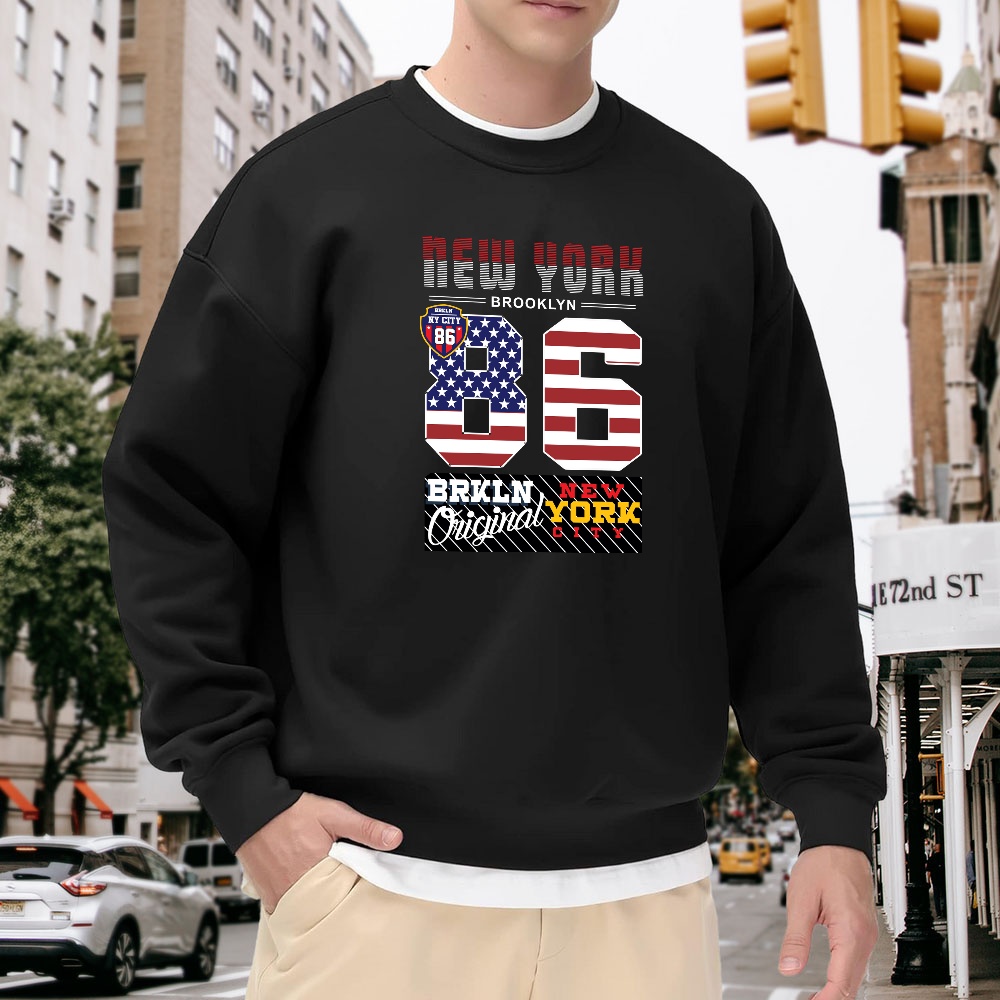 Men's Black Crew Neck Pullover - Street Fashion New York incelemesi ve fiyatı