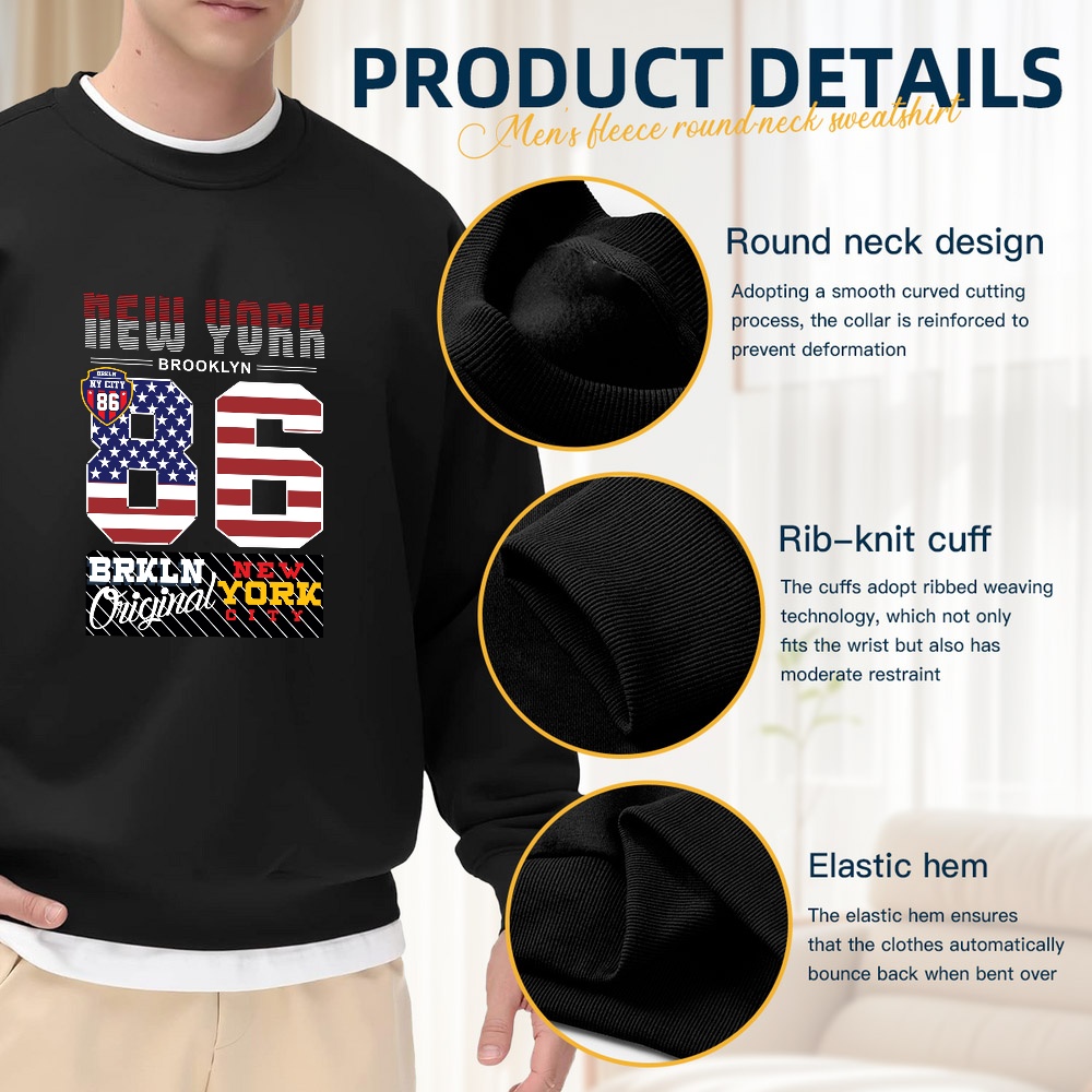 Men's Black Crew Neck Pullover - Street Fashion New York incelemesi ve fiyatı