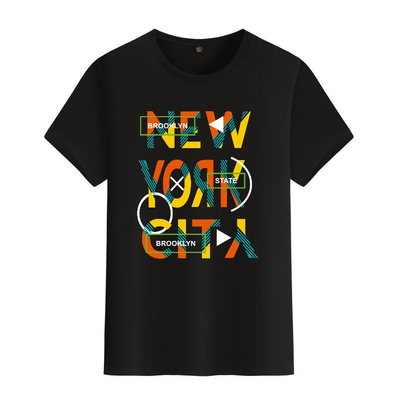 Men's Black Round-Neck Short-S - Street Fashion New York incelemesi ve fiyatı