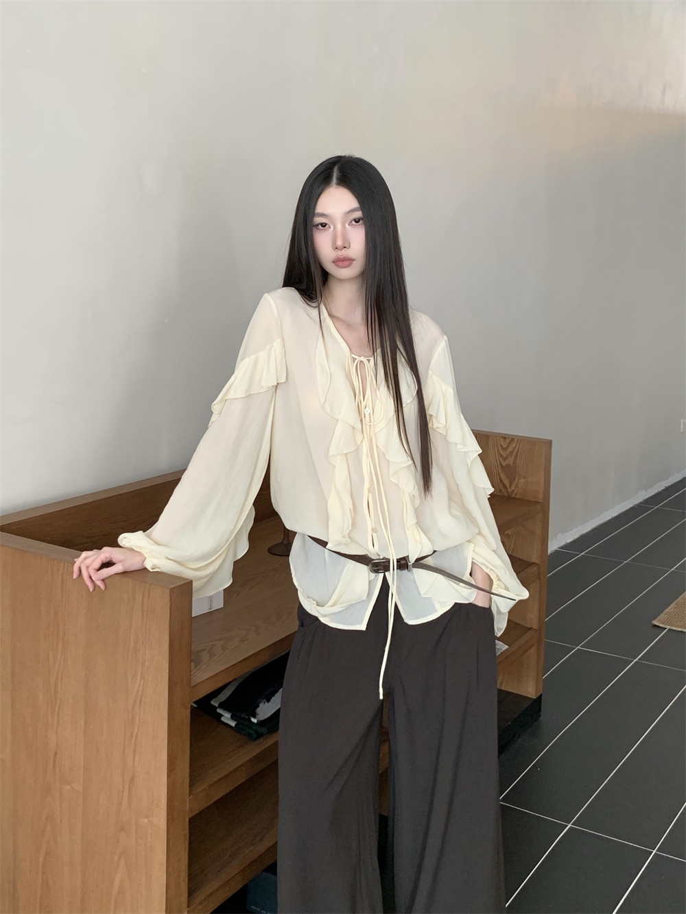 CHEERART Ruffles V Neck Tie Fr - Street Fashion Fall 2025 incelemesi ve fiyatı