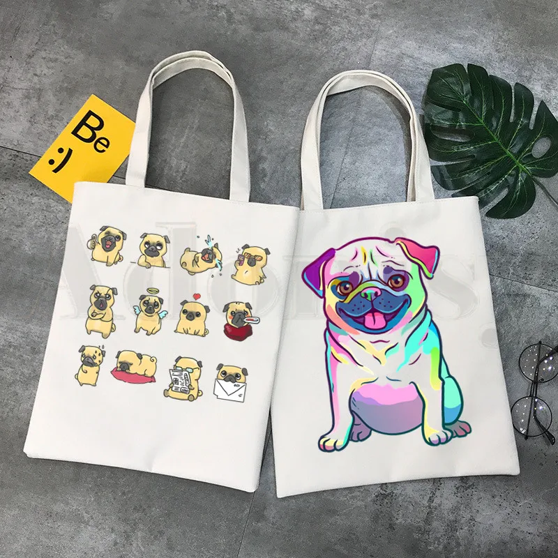 Dog Pet Pug Life Cartoon Print - Tote Bag Canvas Print incelemesi ve fiyatı