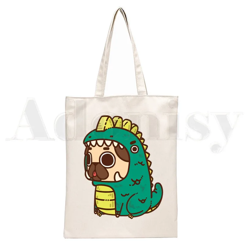 Dog Pet Pug Life Cartoon Print - Tote Bag Canvas Print incelemesi ve fiyatı