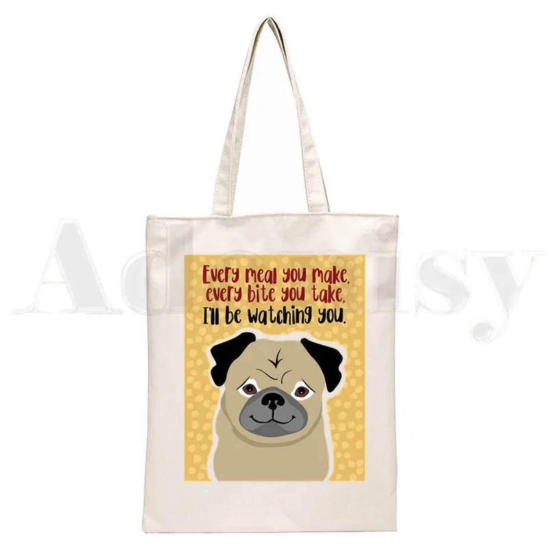 Dog Pet Pug Life Cartoon Print - Tote Bag Canvas Print incelemesi ve fiyatı