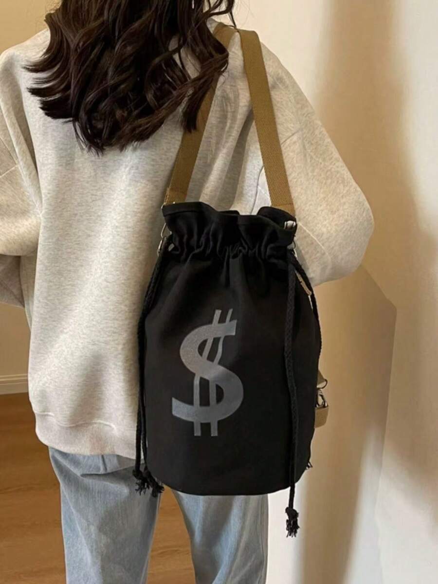 Black Canvas Drawstring Crossb - Tote Bag Canvas Print incelemesi ve fiyatı