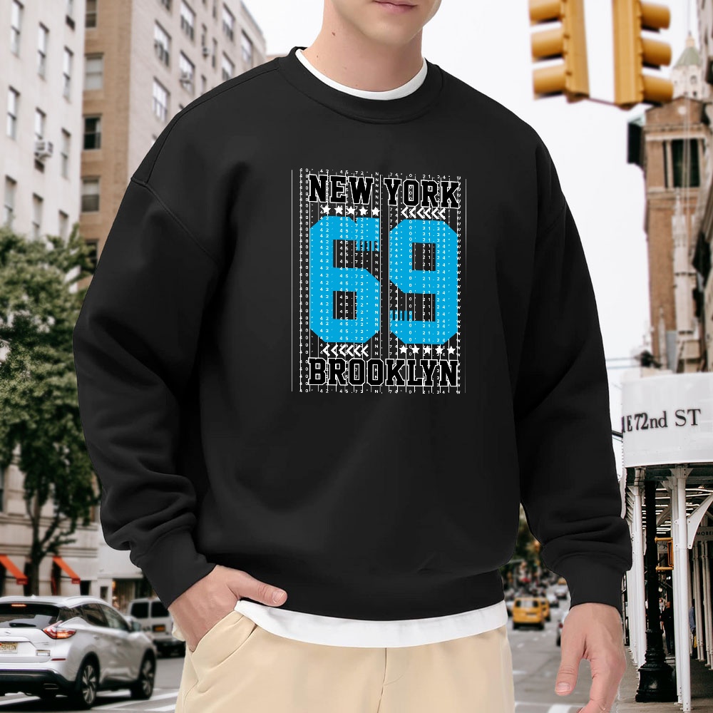Men's Black Crew Neck Loose Sw - Street Fashion New York incelemesi ve fiyatı