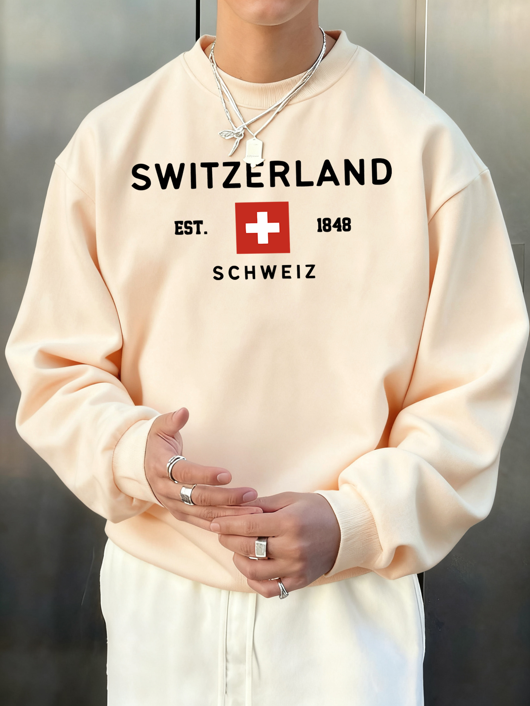 Switzerland Est 1848 Printing  - Street Fashion Elements incelemesi ve fiyatı