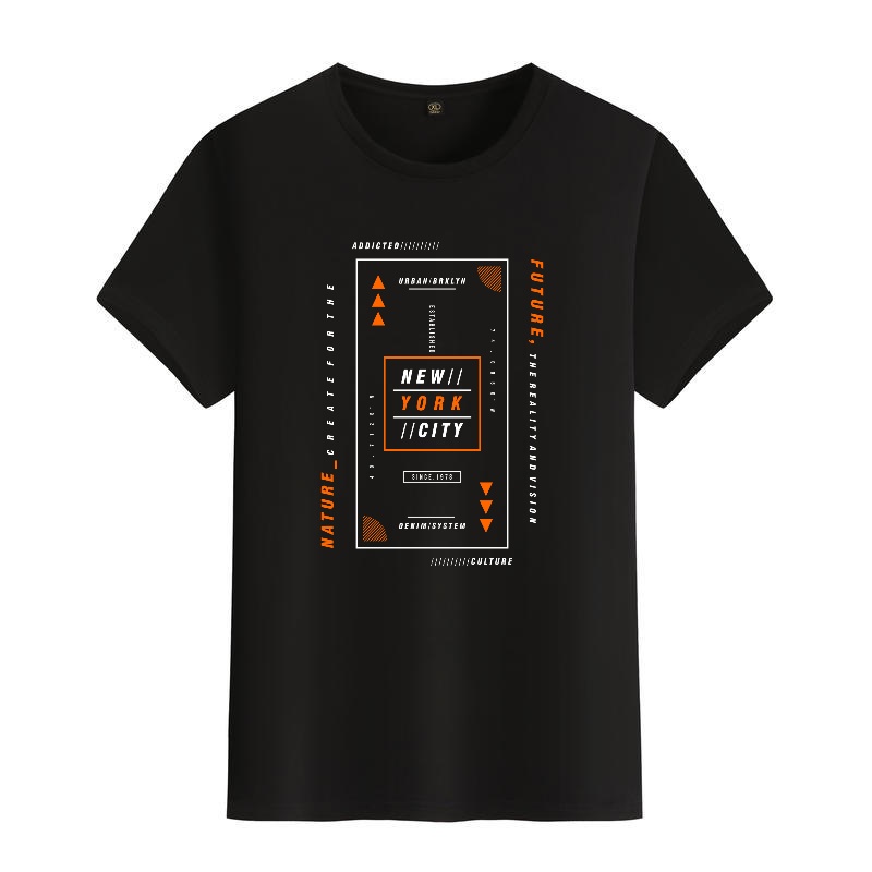 Men's Black Round-Neck Short-S - Street Fashion New York incelemesi ve fiyatı