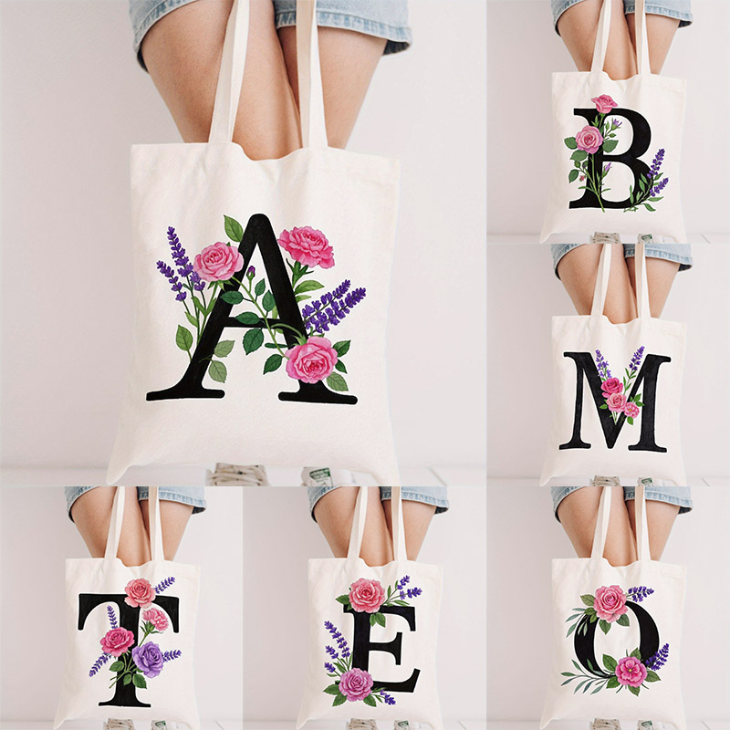 Letters And Flowers Tote Bags  - Tote Bag Canvas Print incelemesi ve fiyatı