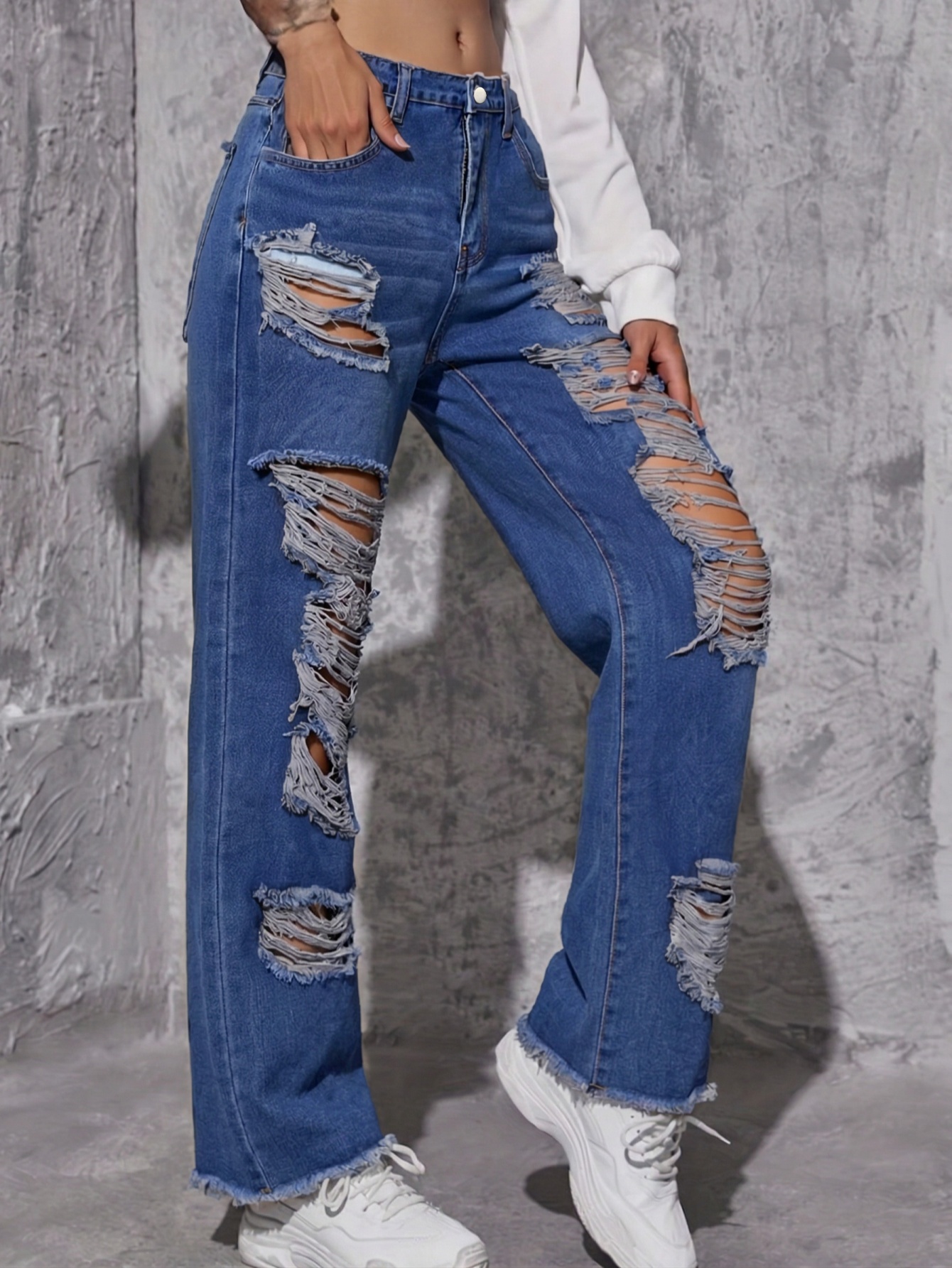 Trendy Women's Ripped Jeans Pa - Street Fashion Reviews incelemesi ve fiyatı