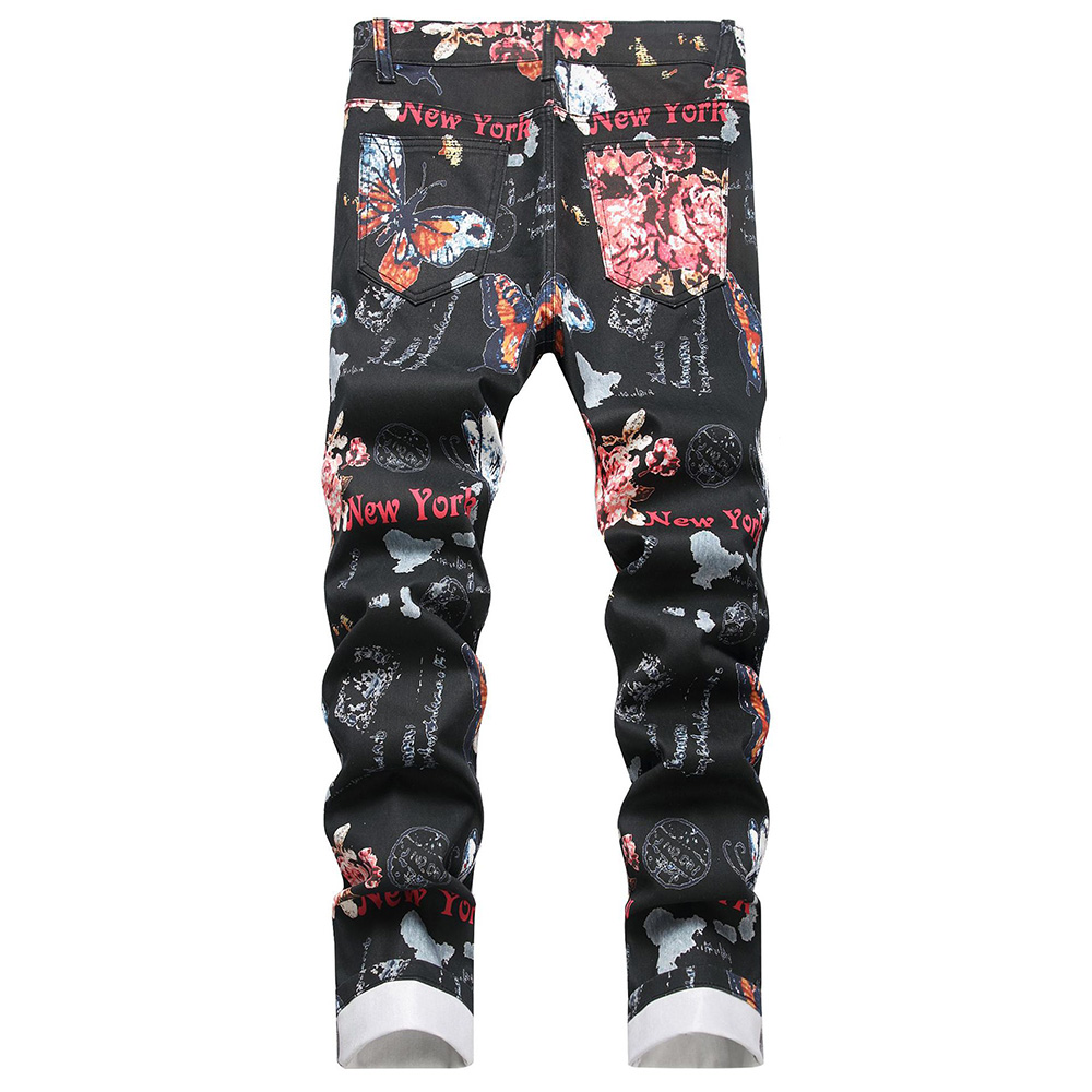 Men Digital Print Jeans Fashio - Street Fashion New York incelemesi ve fiyatı