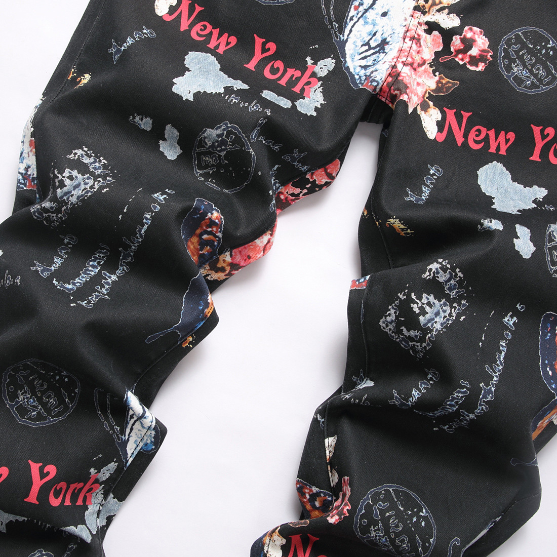 Men Digital Print Jeans Fashio - Street Fashion New York incelemesi ve fiyatı