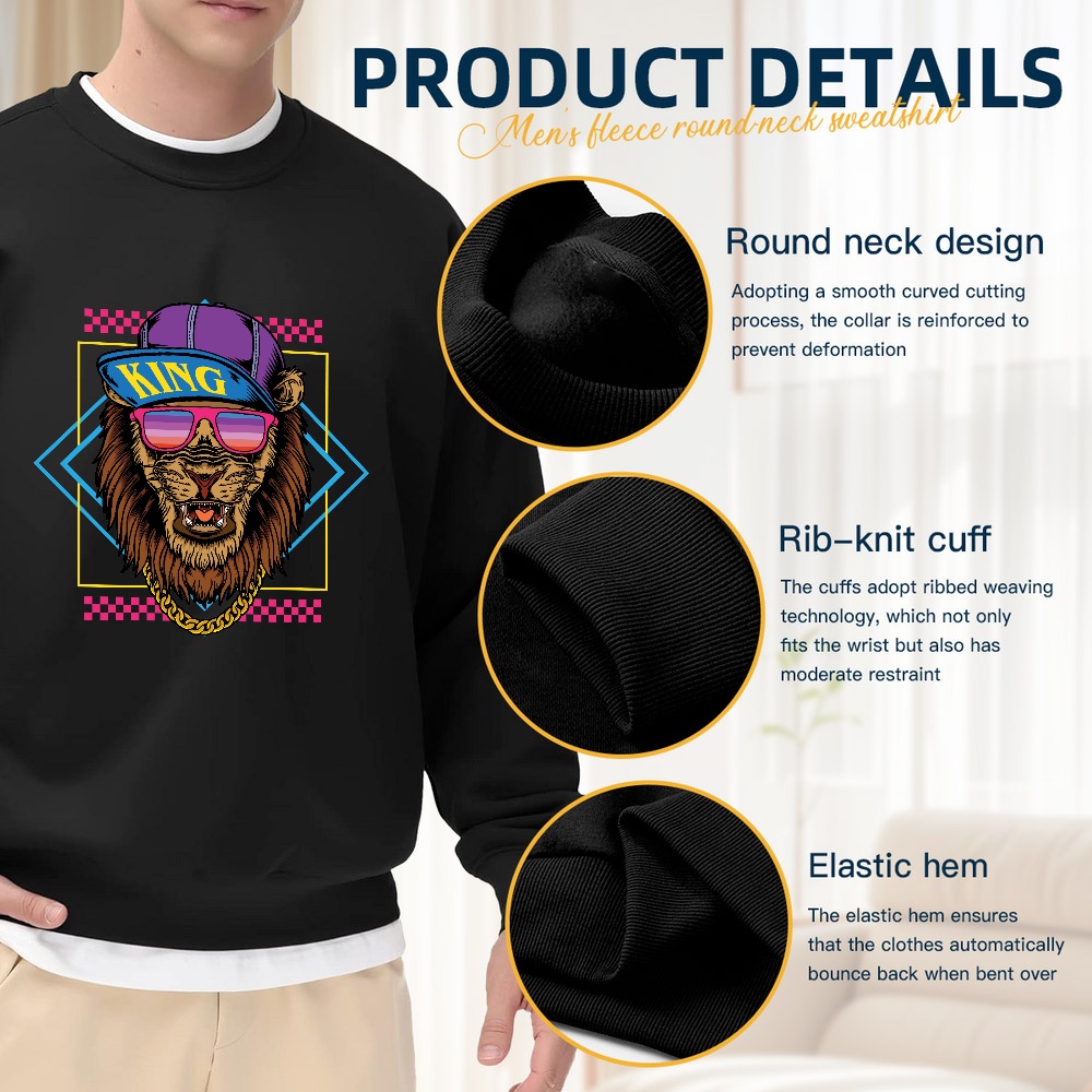 Men's Black Crew Neck Pullover - Street Fashion Elements incelemesi ve fiyatı