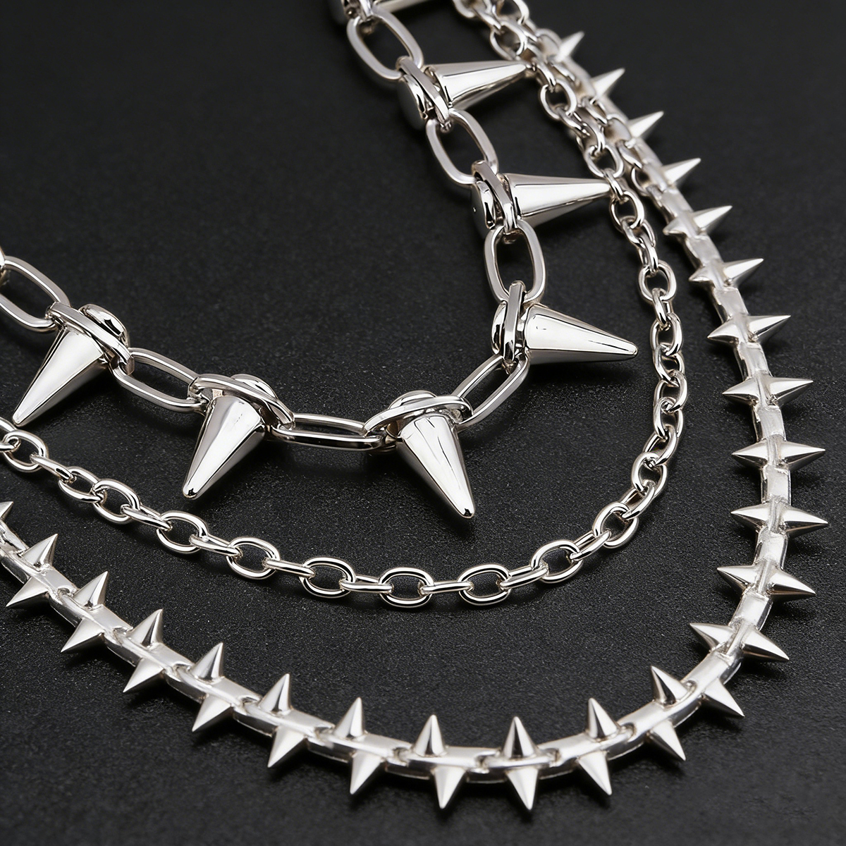 1 hip-hop punk rivet three-lay - Street Fashion Jewelry incelemesi ve fiyatı