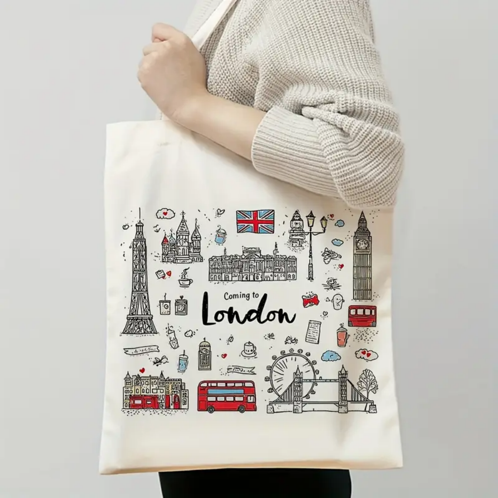 London Landmark Bus Phone Boot - Tote Bag Canvas Print incelemesi ve fiyatı