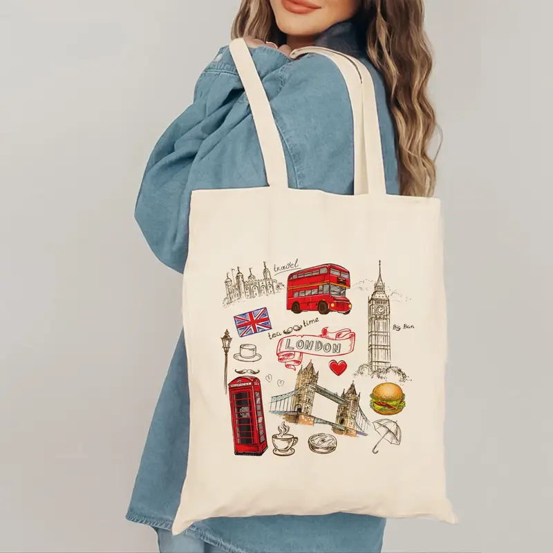 London Landmark Bus Phone Boot - Tote Bag Canvas Print incelemesi ve fiyatı