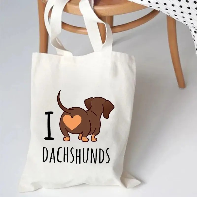 Cute Dachshund Funny Handbags  - Tote Bag Canvas Print incelemesi ve fiyatı