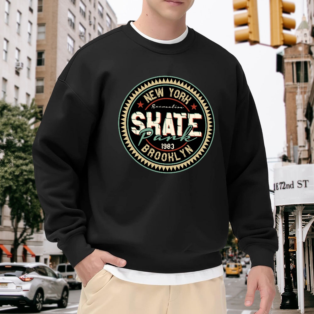 Men's Black Crewneck Sweatshir - Street Fashion New York incelemesi ve fiyatı