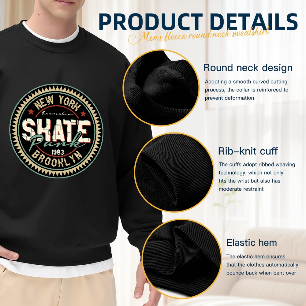 Men's Black Crewneck Sweatshir - Street Fashion New York incelemesi ve fiyatı