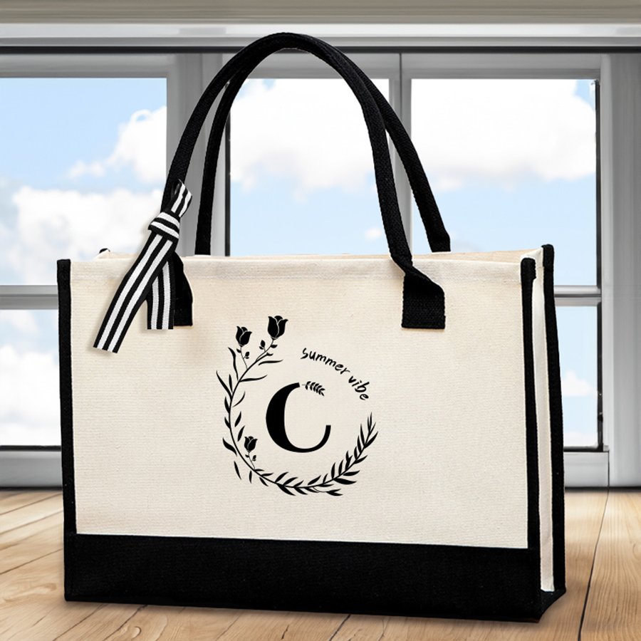 Leather letter print tote bag, - Tote Bag Canvas Print incelemesi ve fiyatı