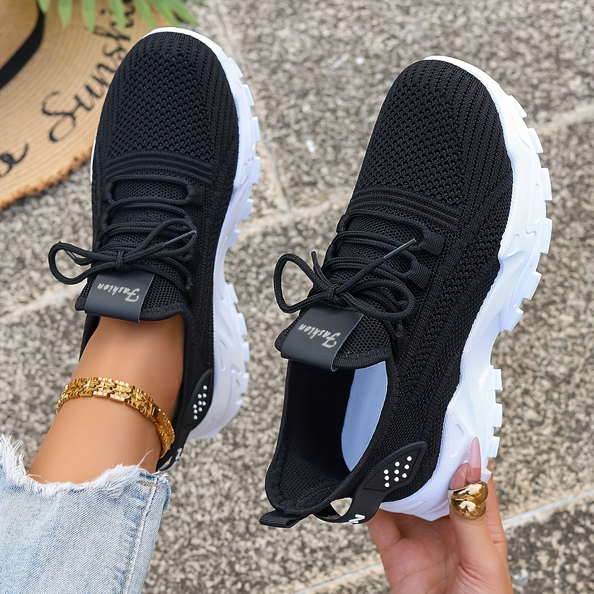 Breathable Knit Sneakers Fashi - Street Fashion Ladies incelemesi ve fiyatı