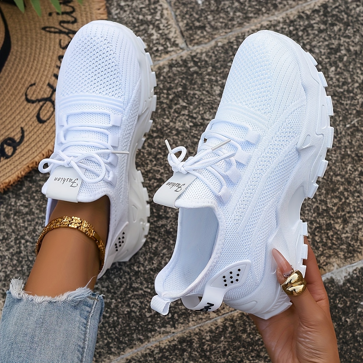 Breathable Knit Sneakers Fashi - Street Fashion Ladies incelemesi ve fiyatı