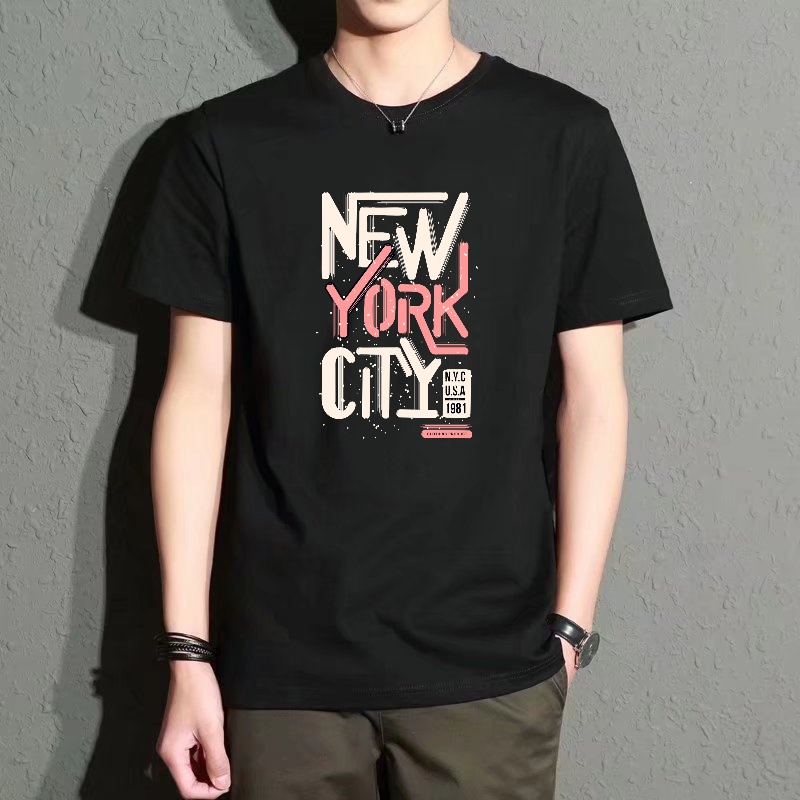 Men's Black Round-Neck Short-S - Street Fashion New York incelemesi ve fiyatı