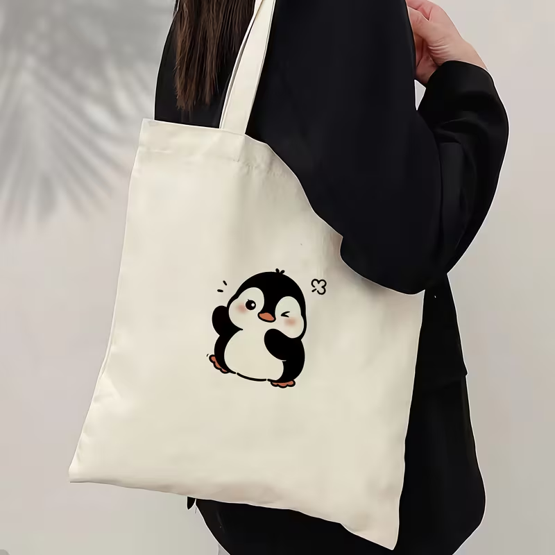 Ink Sketch Polar Bear And Peng - Tote Bag Canvas Print incelemesi ve fiyatı