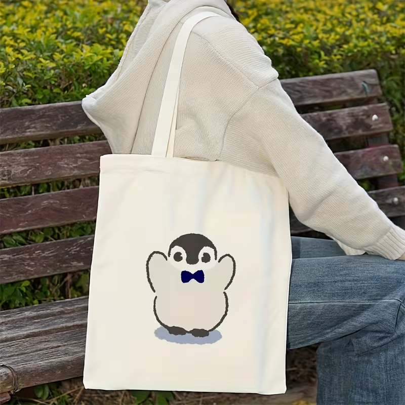 Ink Sketch Polar Bear And Peng - Tote Bag Canvas Print incelemesi ve fiyatı