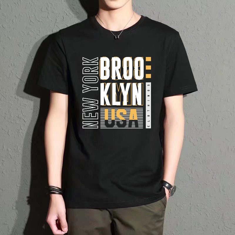 Men's Black Round-Neck Short-S - Street Fashion New York incelemesi ve fiyatı