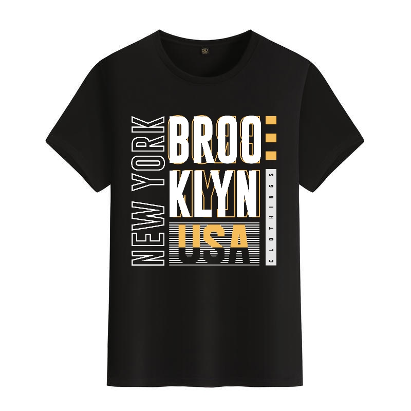 Men's Black Round-Neck Short-S - Street Fashion New York incelemesi ve fiyatı