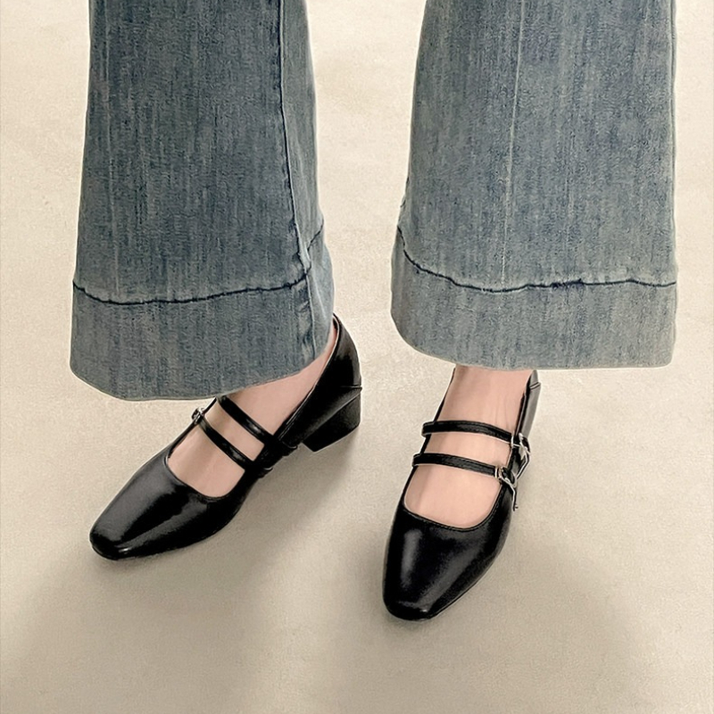 Square Toe Low Heel Women Silv - Street Fashion Shoes incelemesi ve fiyatı