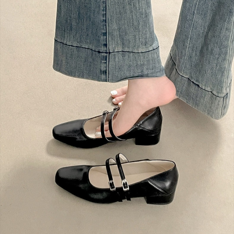 Square Toe Low Heel Women Silv - Street Fashion Shoes incelemesi ve fiyatı