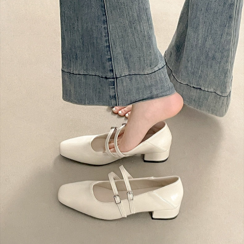 Square Toe Low Heel Women Silv - Street Fashion Shoes incelemesi ve fiyatı