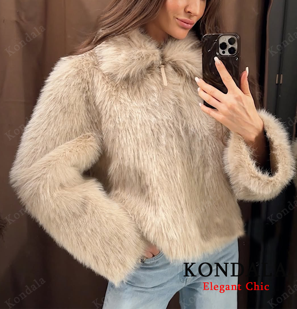 KONDALA Fur Zipper Jacket Wome - Street Fashion Fall 2025 incelemesi ve fiyatı