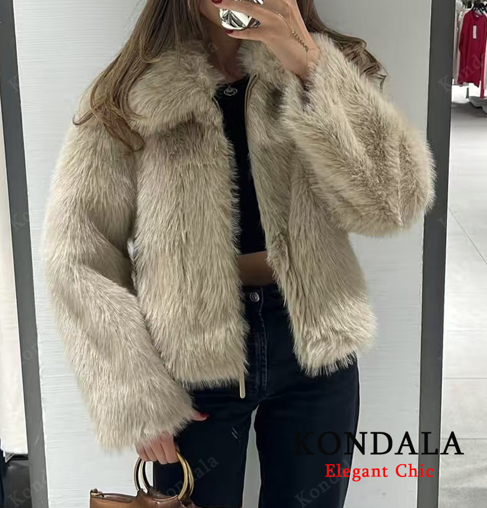 KONDALA Fur Zipper Jacket Wome - Street Fashion Fall 2025 incelemesi ve fiyatı