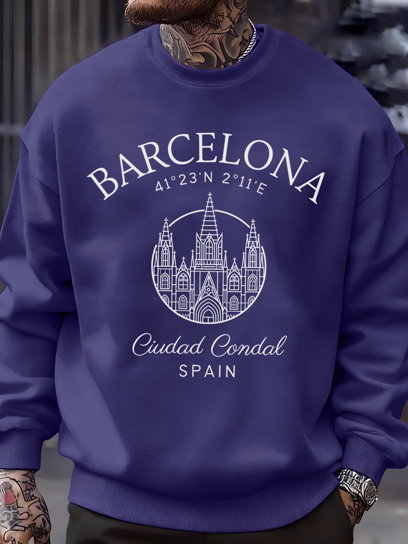 Barcelona Cprint Autumn Men Sw - Street Fashion Barcelona incelemesi ve fiyatı