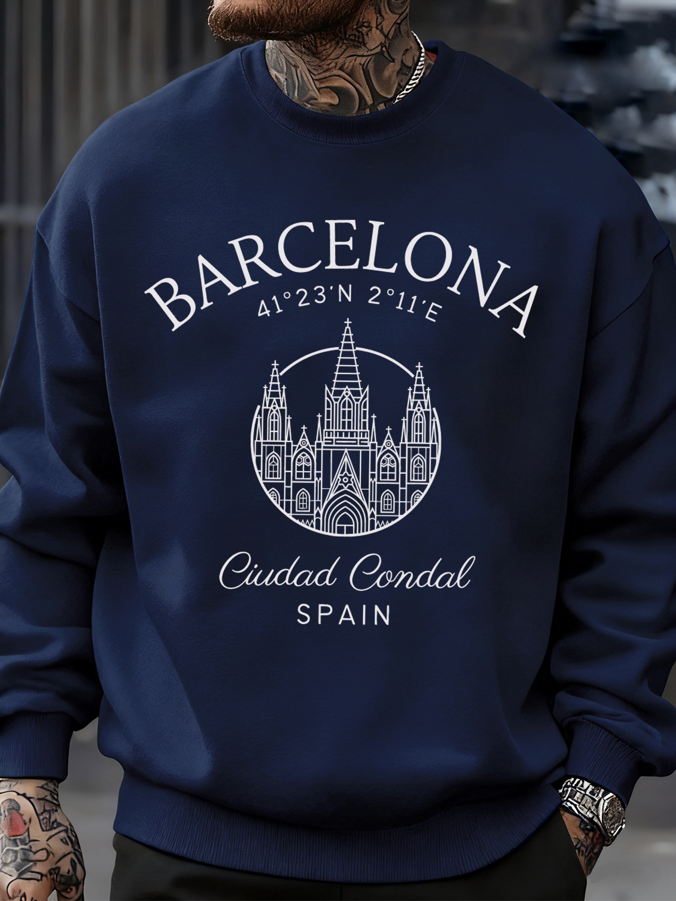 Barcelona Cprint Autumn Men Sw - Street Fashion Barcelona incelemesi ve fiyatı