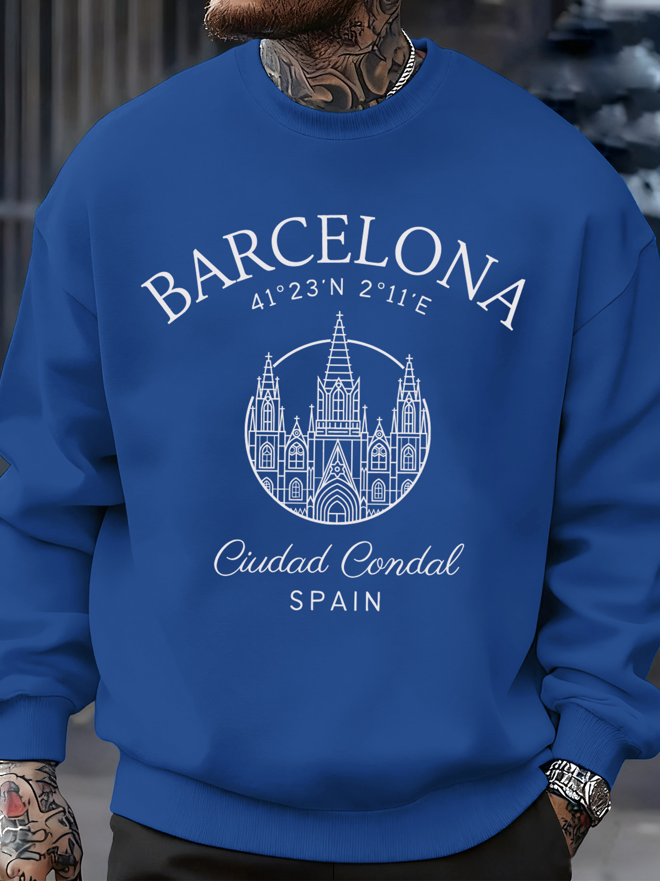 Barcelona Cprint Autumn Men Sw - Street Fashion Barcelona incelemesi ve fiyatı