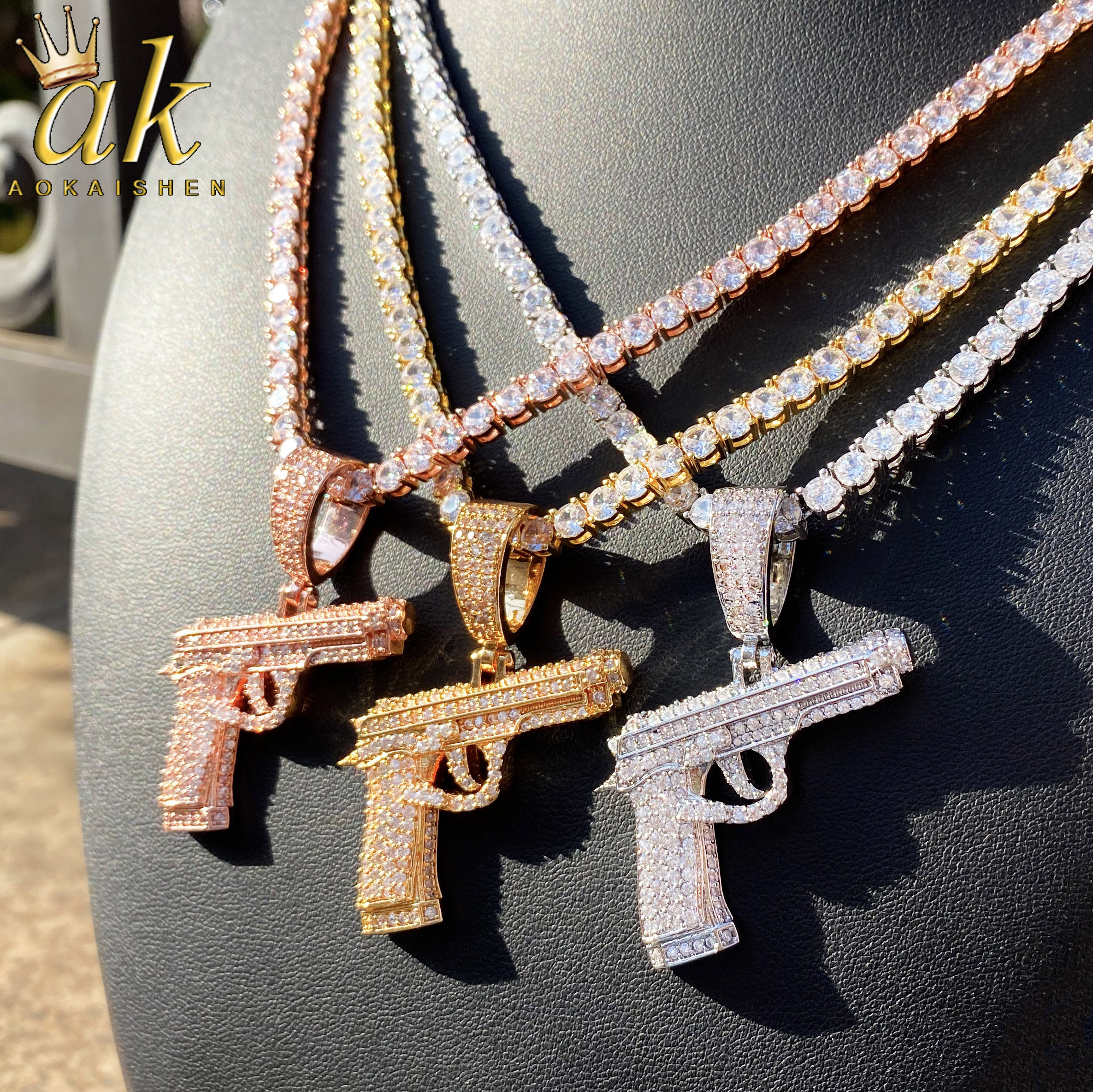 Aokaishen Iced Out Gun Necklac - Street Fashion Culture incelemesi ve fiyatı