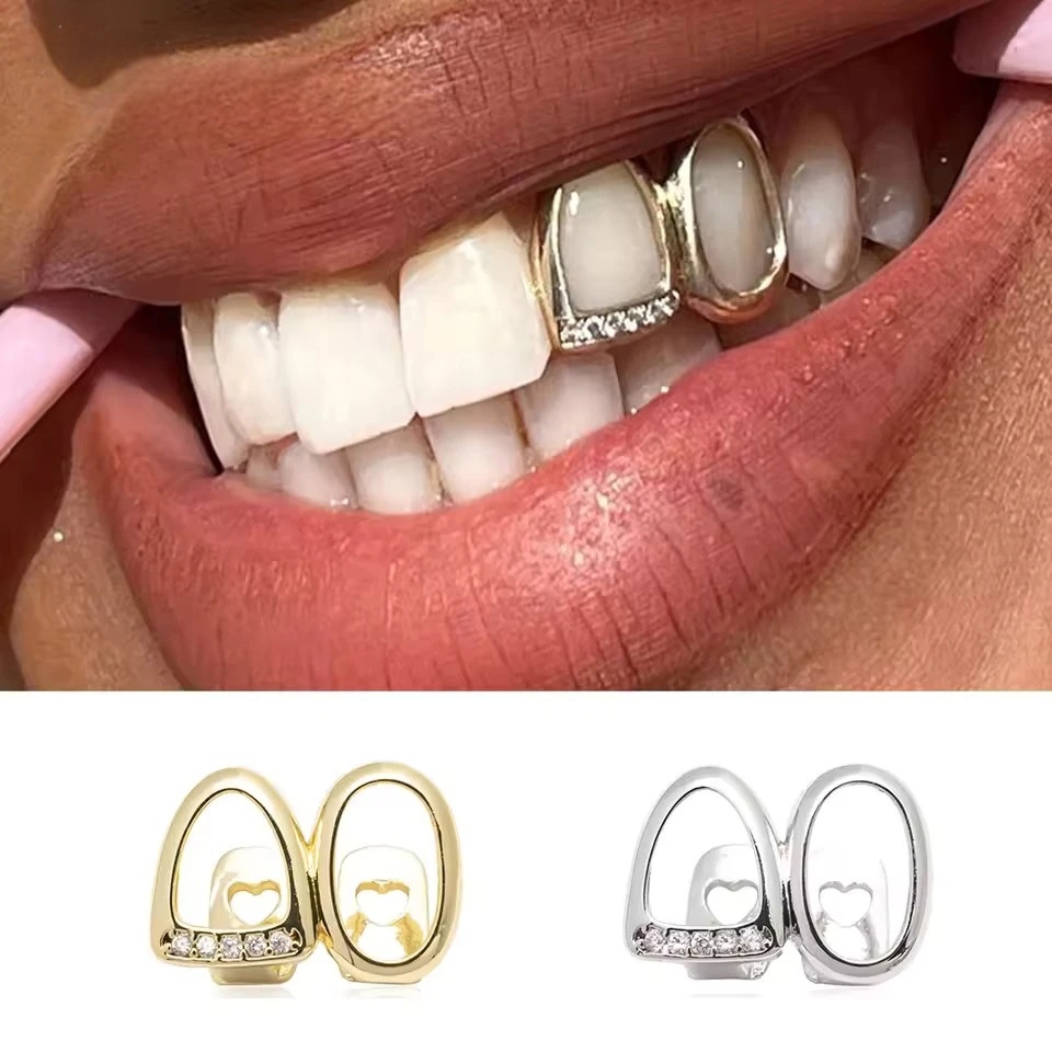 Iced Out Zircon Double Hollow  - Street Fashion Jewelry incelemesi ve fiyatı
